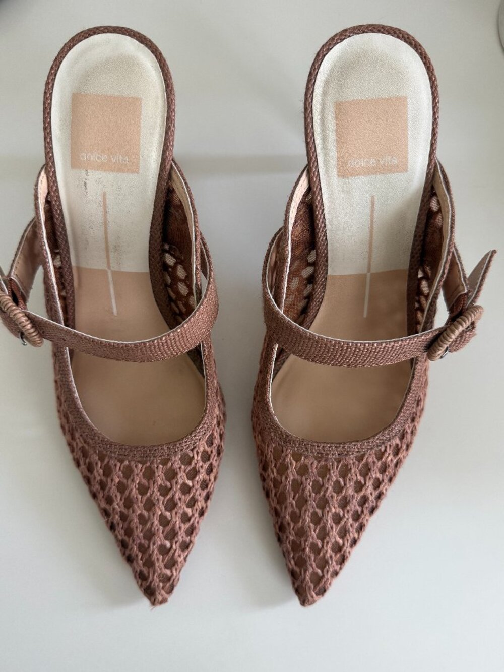 Dolce Vita Kee Kee Natural Woven Raffia Heels - Size 6.5